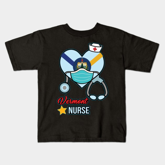 Vermont Nurse - Love RN LPN CNA State Nursing Gift Kids T-Shirt by ScottsRed